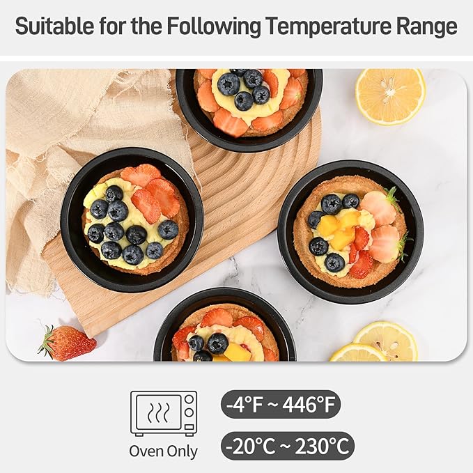 8 Pcs 4 Inch Mini Pie Pan Tins, Round Tart Pans, Carbon Steel Pizza Pan Nonstick Quiche Pans for Baking Small Bakeware Set - Oven & Dishwasher Safe