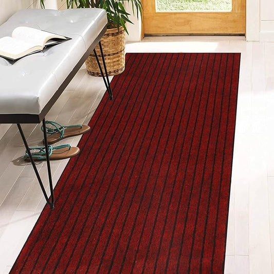 3' x 47' Runner Rugs with Rubber Backing, Indoor Outdoor Utility Carpet Runner Rugs, Stripe Red, Can Be Used as Aisle for The RV and Boat, Laundry Room and Balcony