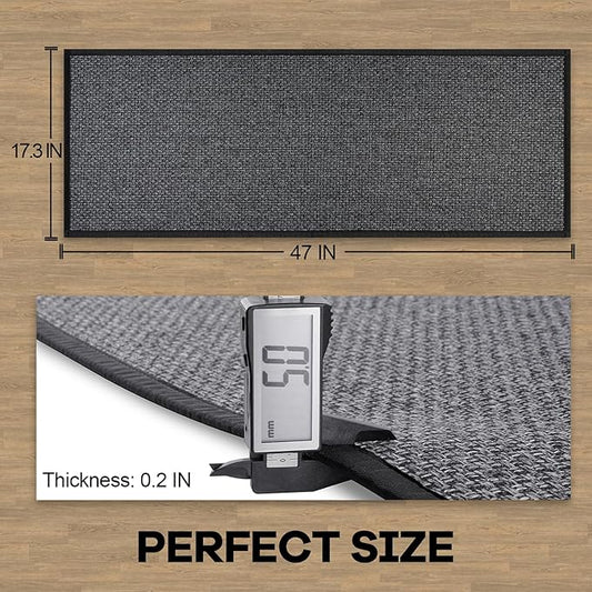 Kitchen Rug, Rubber Non Slip Kitchen Rugs Washable, Absorbent Runner Mat for Floor, Machine Washable Standing Mats for in Front of Sink, Door, Laundry, Entryway, Entrance (Black, 47" × 17.3")