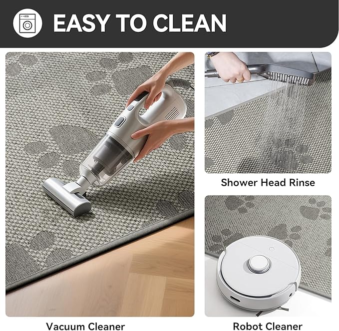 Non-Slip Kitchen Mats for Floor, Soft Woven Linen Embroidery Kitchen Runner Rug - Super Absorbent Washable Kitchen Sink Mat with Rubber Backing for Office & Home Gray 17x59