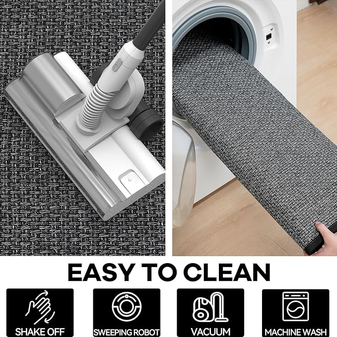 Kitchen Rug, Rubber Non Slip Kitchen Rugs Washable, Absorbent Runner Mat for Floor, Machine Washable Standing Mats for in Front of Sink, Door, Laundry, Entryway, Hallway (Black, 71" × 35.5")