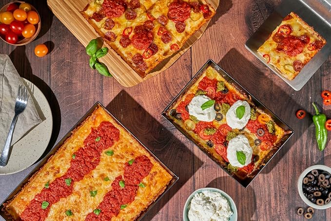 ooni Detroit-Style Pizza Pan 9 x 6 Inch - Rectangular Deep Dish Pizza Pan with Lid, Non-Stick Aluminum Pan, Rectangle Baking Pan & Proofing Tray