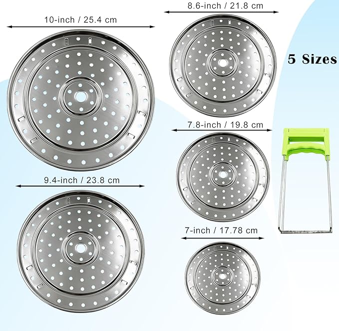 5 Sizes Stainless Steel Food Canner Rack, Pressure Cooker Steamer Rack with Detachable Legs, Large Round Pot Steaming Tray for Baking Cooking Steaming for Steaming Eggs, Seafood