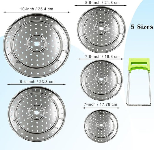 5 Sizes Stainless Steel Food Canner Rack, Pressure Cooker Steamer Rack with Detachable Legs, Large Round Pot Steaming Tray for Baking Cooking Steaming for Steaming Eggs, Seafood