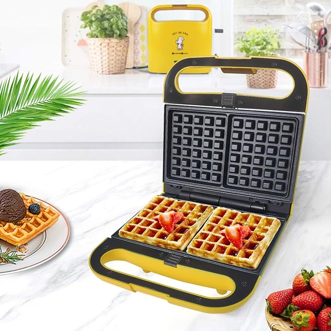 Multi Baker, with 3 sets of interchangeable plates for making Belgian Waffle, Gourmet Sandwich, Doughnuts and More Snacks