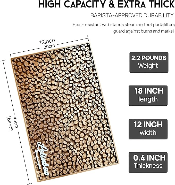 Lelinbao Bar Mats for Countertops, Heavy Duty Rubber Mat, 3D Coffee Bean Coffee Bar Mat, Dish Drying Mat for Kitchen, Restaurant, Coffee Bar Essentials, Non-Slip Drip Tray Mat(Coffee,18"x12")