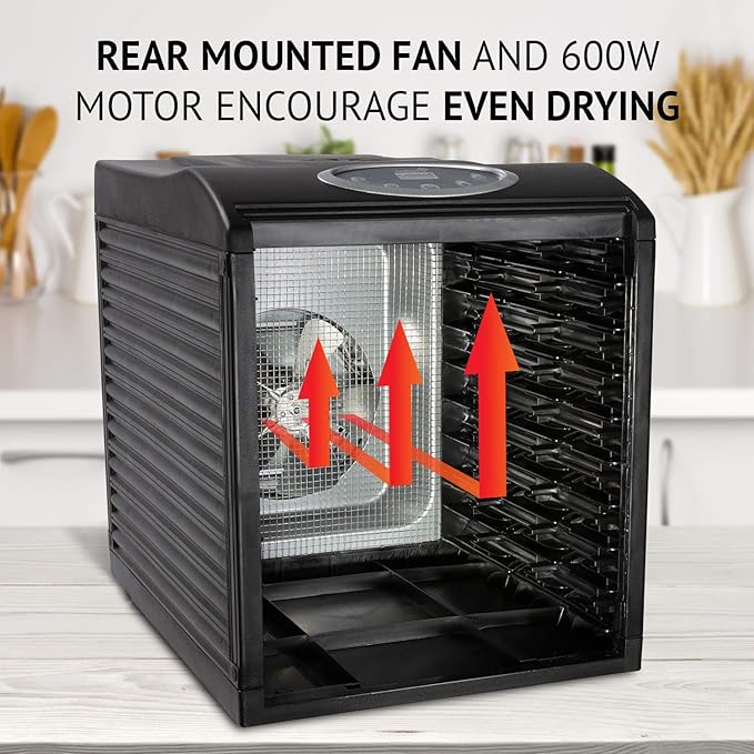 Ivation 9 Tray Countertop Digital Food Dehydrator Drying Machine 600w with Preset Temperature Settings, Auto Shutoff Timer and Even Heat Circulation for Beef Jerky, Fruits, Vegetables & Nuts