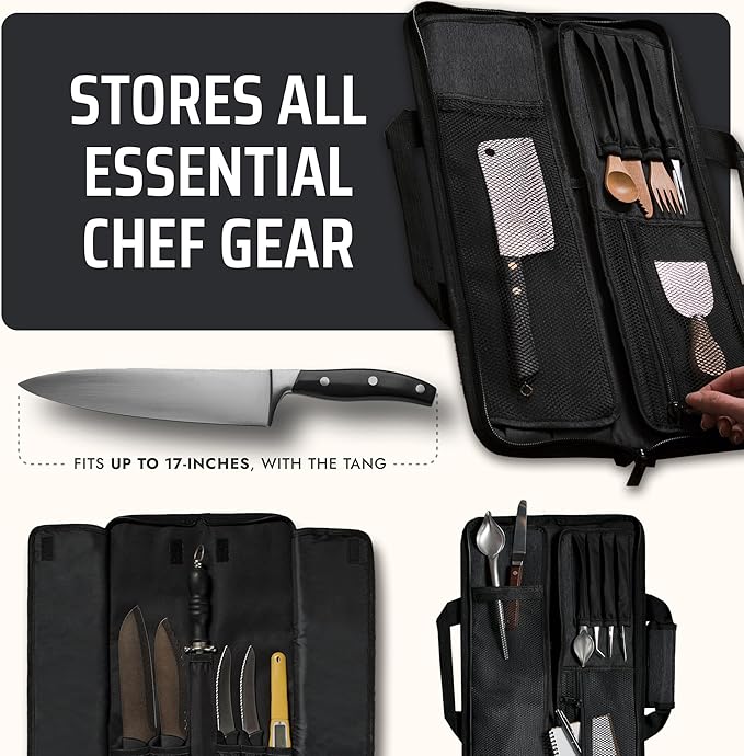 Asaya Chef Knife Roll Bag - 12 Pockets for Knives and Kitchen Utensils - Lightweight, Durable, and Stain Resistant Nylon - Perfect for the Traveling Chef - Knives not Included