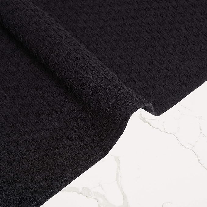 Kitchen Towels - Dish Towels and Dish Cloths - Hand Towel and Dishcloths Sets - 100% Soft Ring Spun Combed Cotton - Great for Cooking in Kitchen or Household Cleaning - Size 15" x 25" (Black, 24)