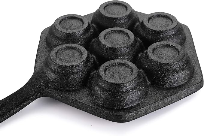 WUWEOT Nonstick Aebleskiver Pan, Cast Iron Takoyaki Griddle Stuffed Pancake Maker for Making Munk, Pancake Balls, Poffertjes, Puffs, Takoyaki, Banh Khot, Thai Kanom Krok