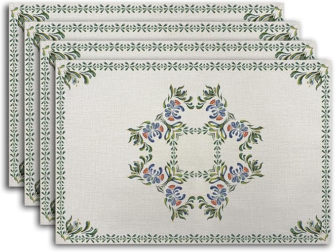 Easy Clean Rustic Placemats Tablemats Resistant Place Mats Kitchen Decor Dining Decoration for Party, Washable Placemats Set of 4-12
