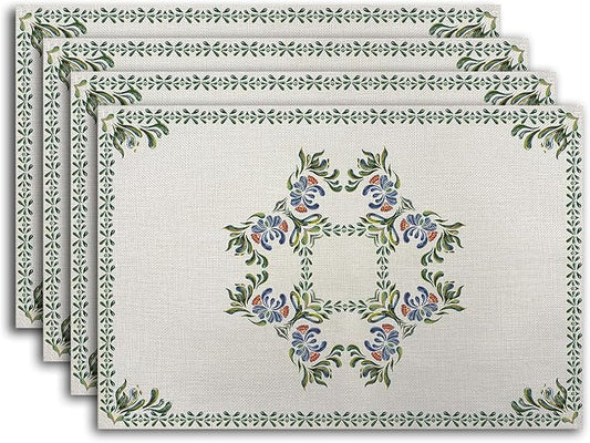 Easy Clean Rustic Placemats Tablemats Resistant Place Mats Kitchen Decor Dining Decoration for Party, Washable Placemats Set of 4-12