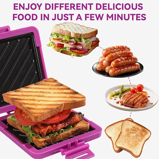 Microwave Toastie Sandwich Maker, Nonstick Plate Panini Maker, Versatile Wireless Small Toaster, Toastie Safe in Microwave Oven, Dishwasher Safe, Fast Cooking for Breakfast, Snacks, Purple