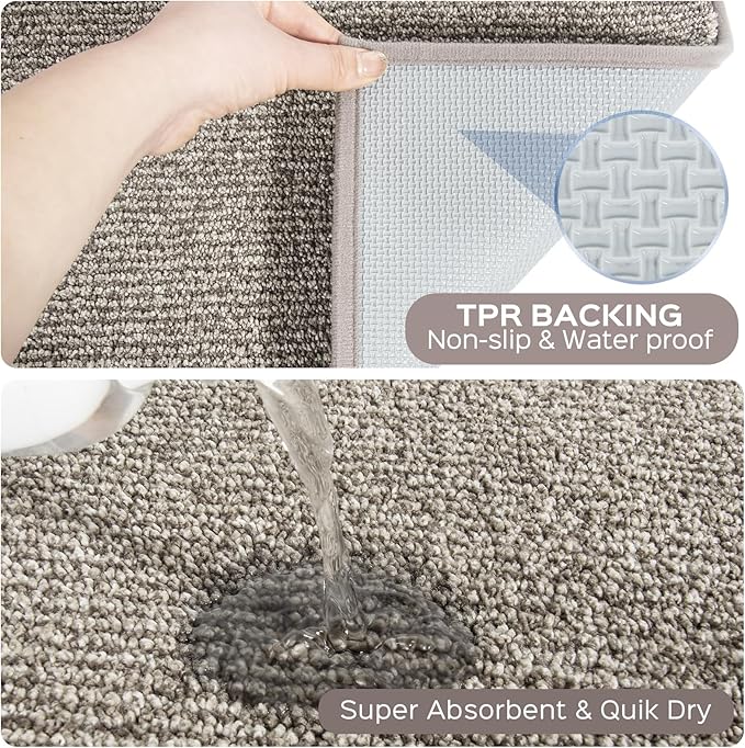 Dirt Trapper Dog Door Mat 32" x 47" / 80cm x 120cm, Washable Kitchen Rug, Non Slip Kitchen Mat for Floor, Absorbent Indoor Entryway Rug for Laundry, Bathroom, Bedroom