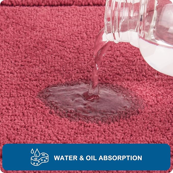 PURRUGS Machine Washable Kitchen Rug 24" x 35.5", Non-Slip/Skid Kitchen Runner Rugs & Floor Mats, Super Absorbent Soft Standing Mats for Kitchen, Sink & Laundry, Burgundy Red