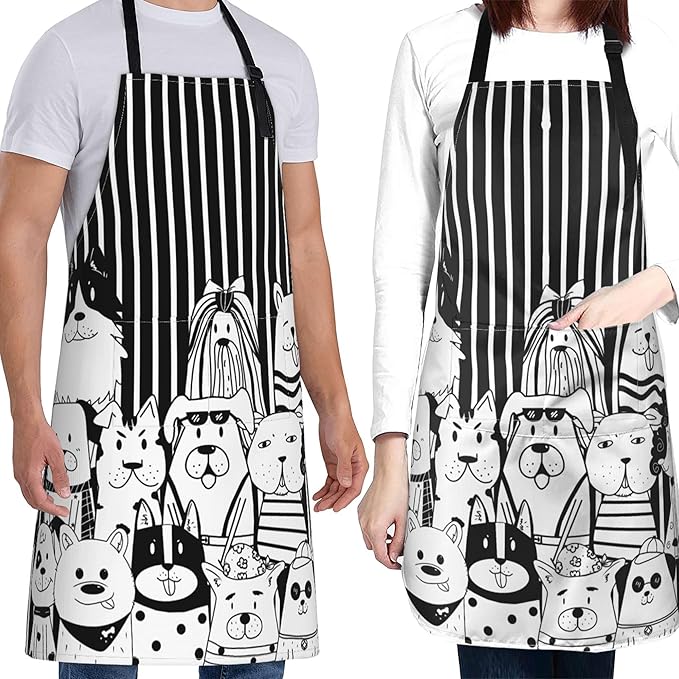 Apron with Pockets Aprons for Women Men Kitchen Chef Apron for Cooking Gardening Server Waitress Painting