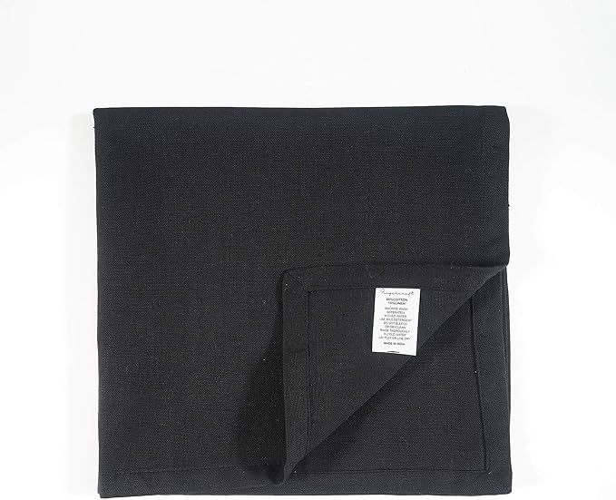 FINGERCRAFT Cloth Napkins, Cotton Linen Mitered Corner Soft Durable Washable Eco-Friendly Napkins Cloth 12 Pack, 18x18 inch Premium Quality for Home Hotel Parties Christmas Wedding Dinner Black