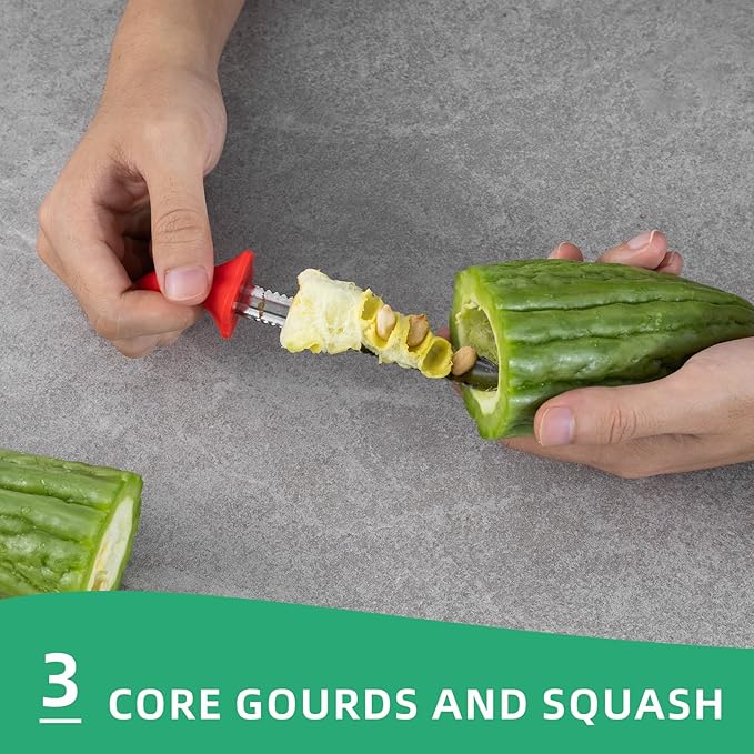 Pepper Seed Corer Remover, Upgrade 2 in 1 Bell Pepper Cutter Quickly Cutting and Deseeding Bell Pepper Corer Tool for Vegetables Kitchen Gadget
