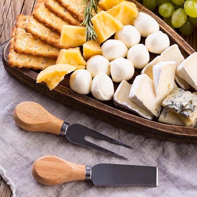 42 pcs Charcuterie Boards Accessories, Cheese Knife Set with Wooden Handle, Cheese Spreaders, Forks, Spoons, Tongs, Honey Dippers and Toothpick Flags