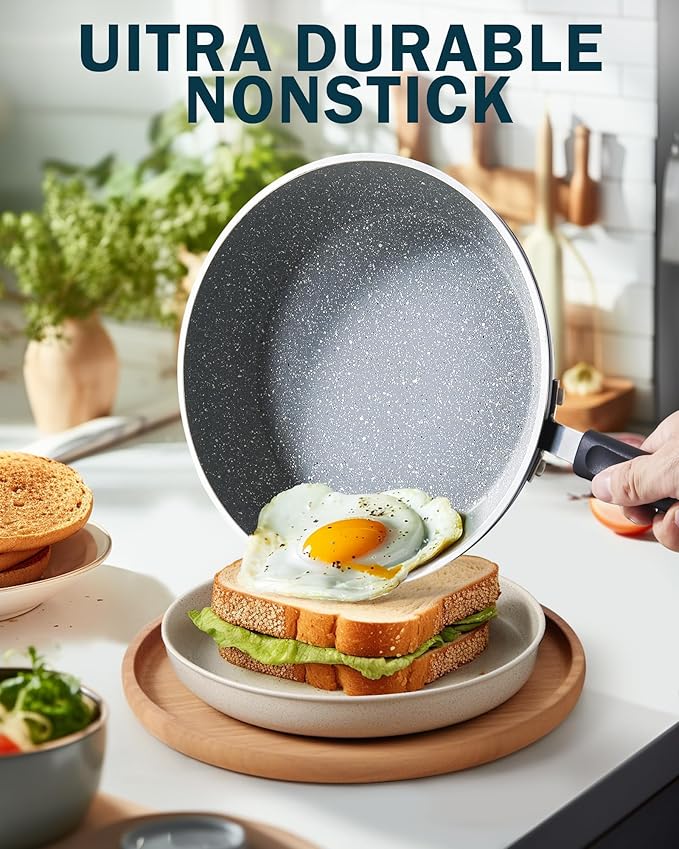 Cook N Home 12 Inch Nonstick Fry Pan, Skillet with Stay Cool Silicone Handle, Heavy Gauge Aluminum, Induction Compatible, Oven Safe, Easy Clean Frying Pan