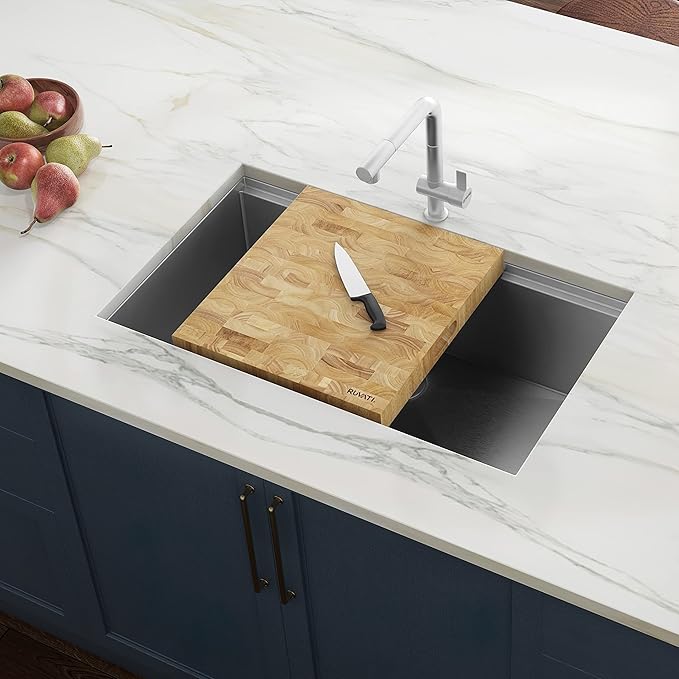 Ruvati 17 x 16 x 2 inch thick End-Grain French Oak Butcher Block Solid Wood Large Cutting Board - RVA2445OAK
