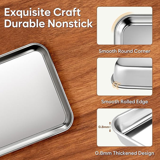 Stainless Steel Cookie Sheets Set of 3, 9/12/16 Inch Non Stick and Heavy Duty and Easy Clean