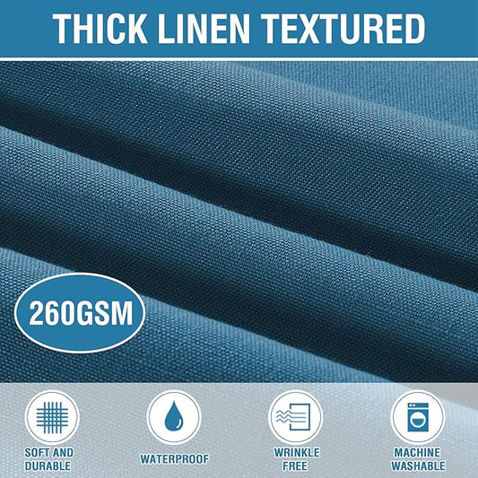 H.VERSAILTEX Linen Textured Table Cloths 60 x 104 Inch Premium Solid Tablecloth Spill-Proof Waterproof Table Cover for Dining Buffet Feature Extra Soft and Thick Fabric Wrinkle Free, Ink Blue