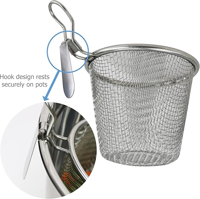 EIKS 2 Pack Stainless Steel Mesh Basket Strainer for Hotpot Rinsing Straining Cooking, Serving as Home Kitchen Food Strainer