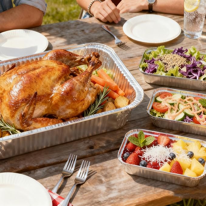 Notwoe® 55pc Disposable Aluminum Pans With Lids, 9x13 (20pc) And 8.2x5.7 (15pc) 4x6 (30pc) Combo Set, Disposable Baking and Cake Pan.(55 Pack w/Lids)