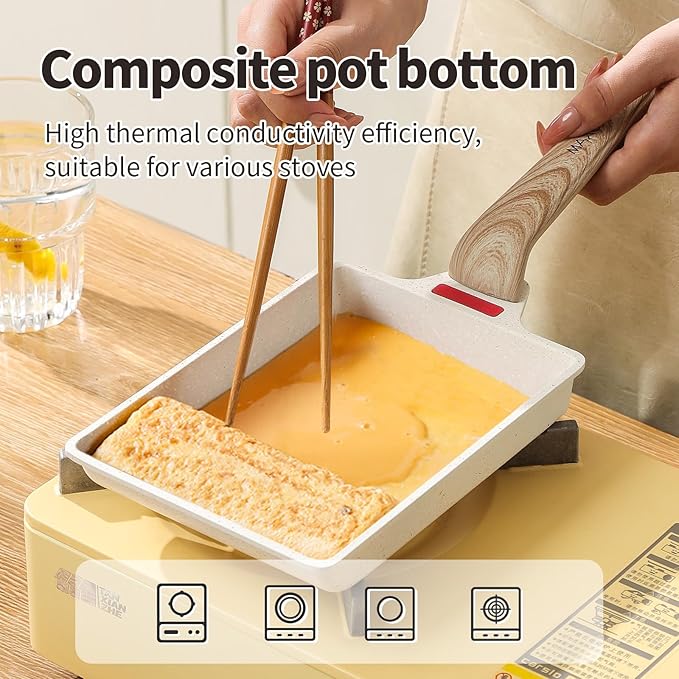 MAXCOOK Small Egg Pan Tamagoyaki Nonstick Japanese Omelette Square Egg for Induction Gas Ceramic Stovetop