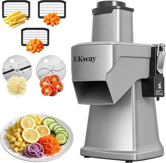 EKway Commercial Vegetable Chopper 4 in 1 Vegetable Slicer Food Processor for Slicing Shredding Dicing and Slitting, with Cut-Resistant Gloves, for Commercial and Home Use 200W 110V