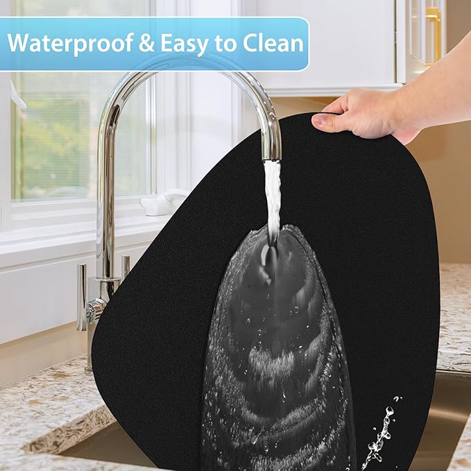 Placemats Set of 12 - Washable Faux Leather Heat Resistant Table Mats, Wipeable Placemats for Kitchen Dining Indoor Outdoor & Fall Thanksgiving Decor, Black