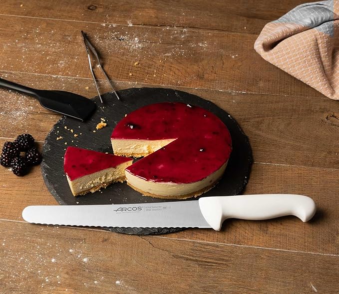 Arcos Pastry Knife/Cake Knife 10 Inches Nitrum Stainless Steel and 250 mm blade.Cut, section, and slice bases for cakes. Ergonomic Polypropylene. Handle Series 2900. Color White