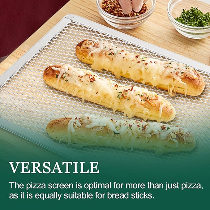 SHANGPEIXUAN Pizza Screen 11 x 16 Inch 2 Pack Rectangular Aluminum Pizza Pan Restaurant-Grade Flatbread Screen Pizza Crisper Pan,Oven-Safe
