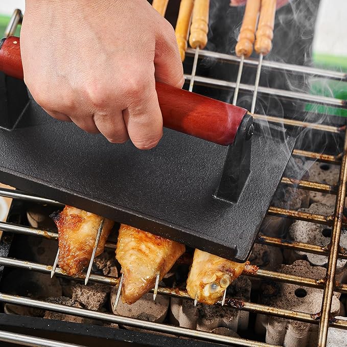 Brandon-super Smash Burger Press Two-Piece Set - Impurity-Free Cast Iron Meat Bacon Griddle Hamburger Smasher Tool