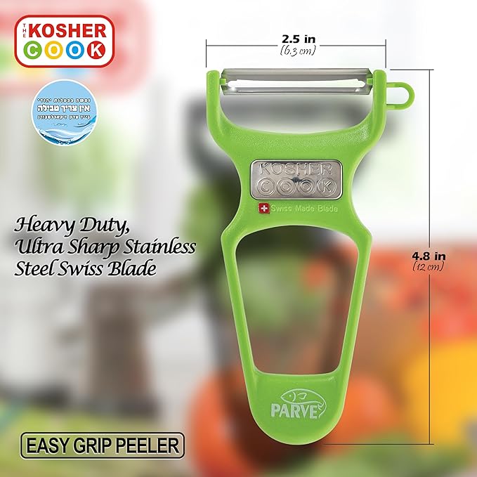 The Kosher Cook Y Vegetable Peeler - Heavy Duty, Ultra Sharp Stainless Steel Blade - Swiss Peeler - Easy Grip Plastic Handle - Color Coded Kitchen Tools - Green