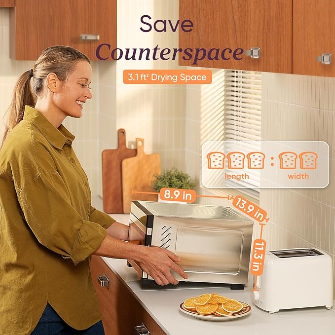 COSORI Food Dehydrator for Jerky, 176°F Temperature Control, 5 Stainless Steel Trays Dryer Machine, 4 Presets, 48H Timer, for Dog Treats, Meat, Fruit, Veggies, Snacks, Bright-Silver