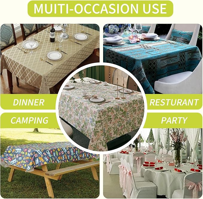 Rectangle Table Cloth,100% Waterproof Tablecloth Oil Proof Spill Proof Vinyl Table Cloth, Wipe Clean Plastic Table Cover for Dining, Camping, Indoor and Outdoor 54" x 102",Mulberry