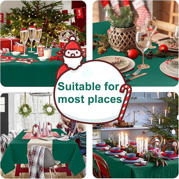 Hiasan Square Tablecloth - Waterproof and Spillproof Washable Fabric Table Cloth for Dining Room Kitchen, Emerald Green, 60 x 60 Inch