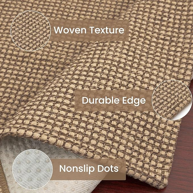 IOHOUZE Washable Exrea Long Hallway Runner Rug 2.6x14 Rubber Backed Kitchen Runner Entryway Runner Indoor, Woven Rugs Floor Carpet for Kitchen Hall Entryway Stair, Orange/Tan/Brown