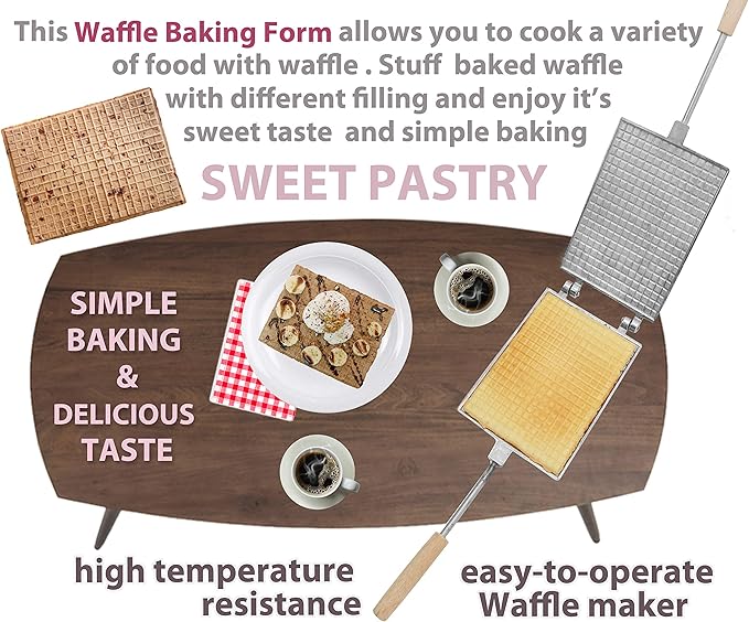 Waffle Maker rectangular shape - Waffle Cone Maker - Krumkake Iron - Wafer Maker - Waffle Makers - Waffle Cone Maker Machine - Stroopwafel Maker - Ice Cream Cone Maker - Wafer Iron - Вафельница