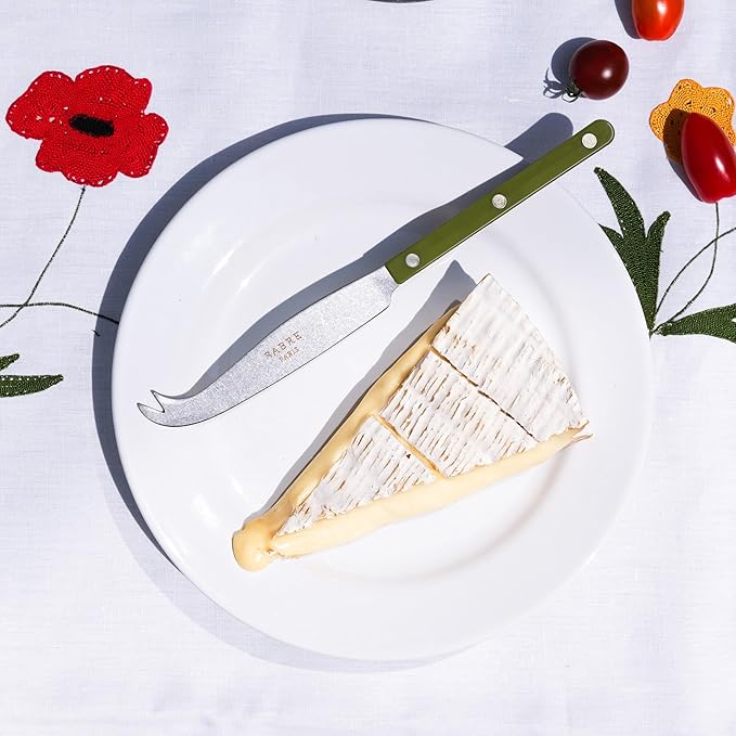 SABRE PARIS - Cheese Knife 9.4 inches - Bistrot Vintage Collection - All Cheeses - Stainless Steel & Nylon - Dishwasher Safe - Fern Green - Mat Finish