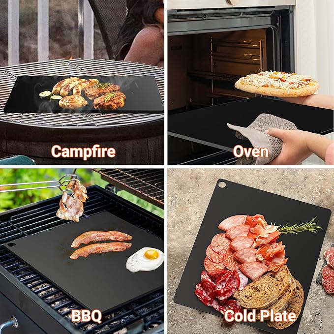 Onlyfire Pizza Steel Sheet for Oven BBQ and Grill - 16 x 14 inch Non-Stick Metal Baking Sheet with High Performance Conductive Grilling Surface for Pizza Bread