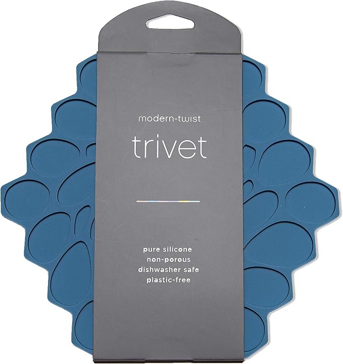modern-twist 7 x 7" Hive Silicone Trivet, Heat Resistant Up To 675°F, Non Slip, Protects Table From Heat, Midnite, Pack of 1