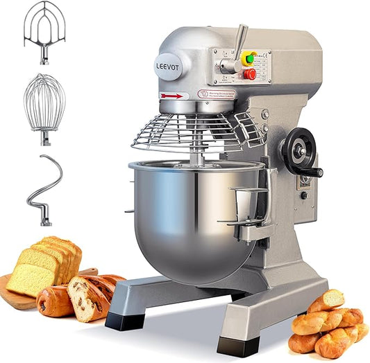 EKway Commercial Food Mixer 10Qt,500W Commercial mixer 3-Speed Adjustable with Timing Function, Industrial Dough Mixer with Stainless Steel Bowl for Bakery Pizzeria (Upgrade)