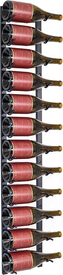 Jagged Ridge Wine Rooms - Premium Wall Mounted Metal Wine Rack - 12 Wine Bottles Holder - Modern Wine Rack, Matte Black - Space Saving for Home, Kitchen, Bar - Designed in Canada by Wine Enthusiasts