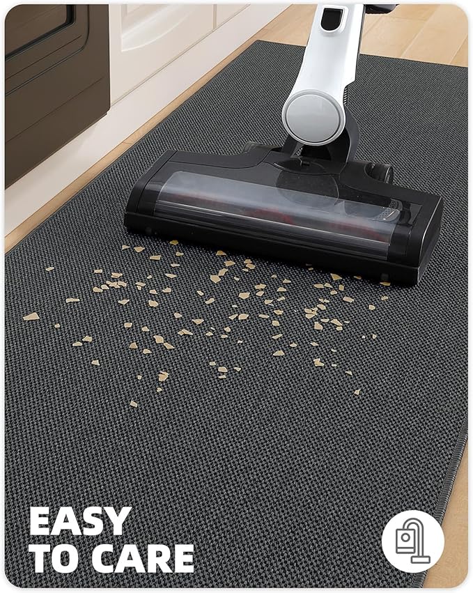 Color&Geometry Washable Kitchen Floor Mats Set,Extra Long Absorbent Non Slip Kitchen Runner Rug for Front Sink, Laundry, Hallway, 24"x36"+24"x72", Grey