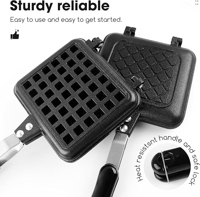 Sandwich Maker, Non-Stick Grilled Panini Maker Pan with Plates, Stovetop Toasted Sandwich Maker Aluminum Flip Frying Pan for Home Kitchen Breakfast Outdoors Camping