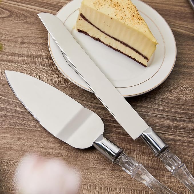 AW BRIDAL Cake Knife and Server Set for Wedding Stainless Steel Cake Knife Cutter Slicer Cake Server Spatula Wedding Bridal Shower Gifts for Couples Birthdays Gifts
