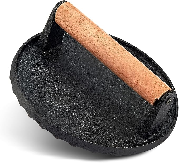 Joyfair Smash Burger Press for Griddle (7 Inch), Cast Iron Hamburger Smasher, Flattop Grill Presses Accessories Tool for Bacon, Patty, Meat, Steak, Sandwich, Heavy Duty & Dishwasher Safe